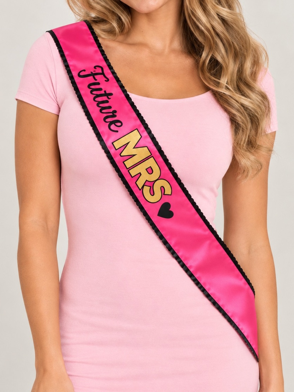 NEW Future Mrs Bachelorette Sash Hot Pink Black Sequin Trim Wedding Bridal